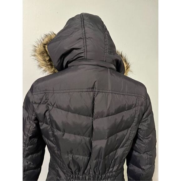 Michael Michael Kors black Down puffer foux fur trim Hooded winter coat Ps - Picture 12 of 16